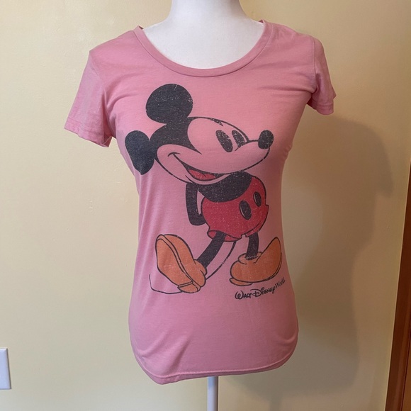 Disney Tops - Disney Parks Mickey Mouse Fitted Pink Tee Size Small